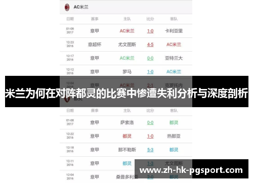 米兰为何在对阵都灵的比赛中惨遭失利分析与深度剖析 米兰为何在对阵都灵的比赛中惨遭失利分析与深度剖析